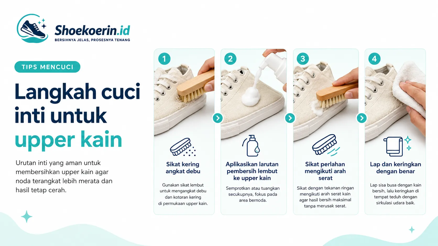 Langkah cuci inti untuk upper kain Langkah cuci inti untuk upper kain